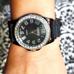Bling n Black Jelly Band watch
